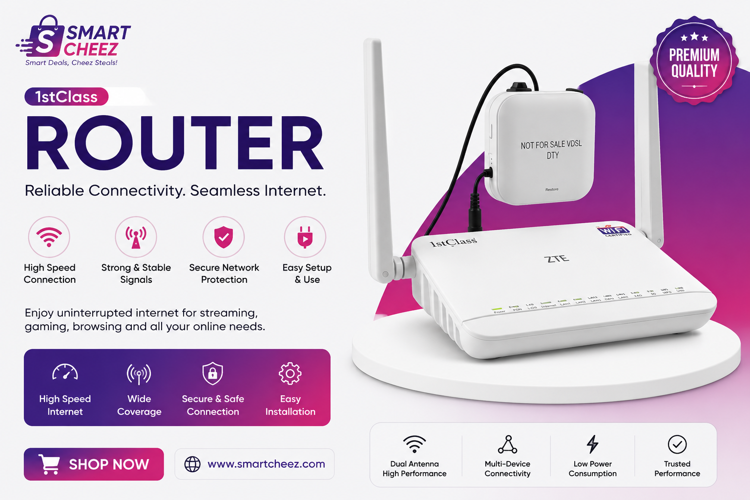 🔋 1stclass 20000mAh Router Power Bank – 5-8 Hours Backup